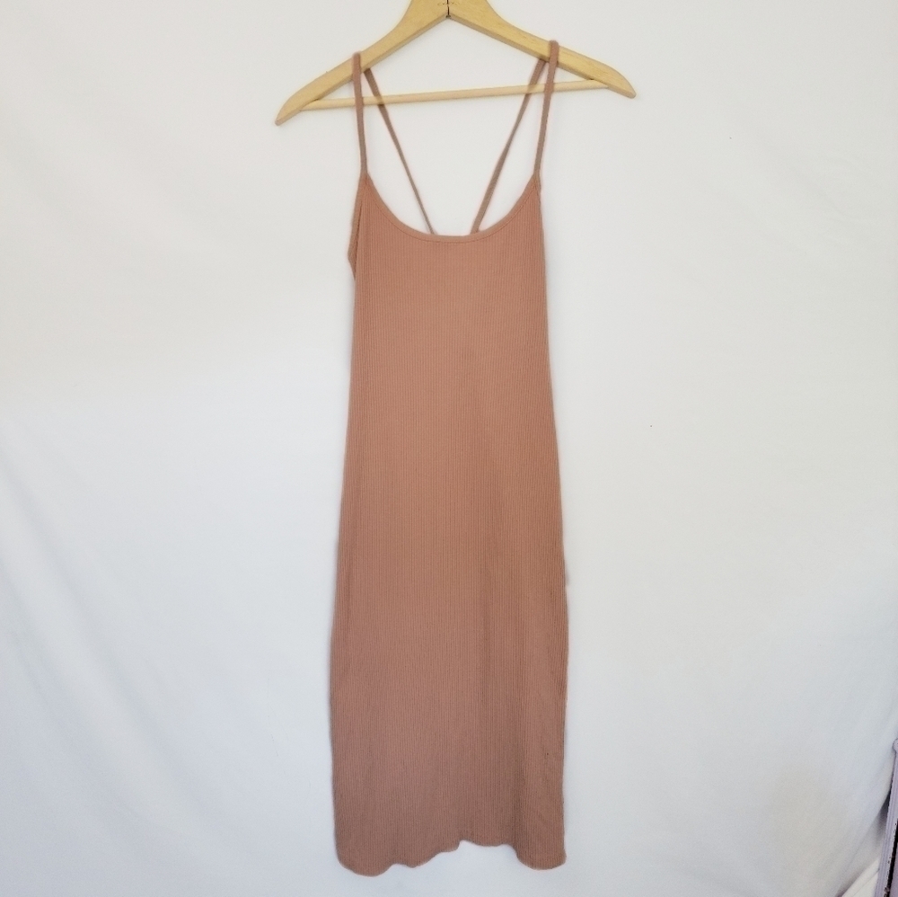 Women's Medium light pink Lace up body con dress